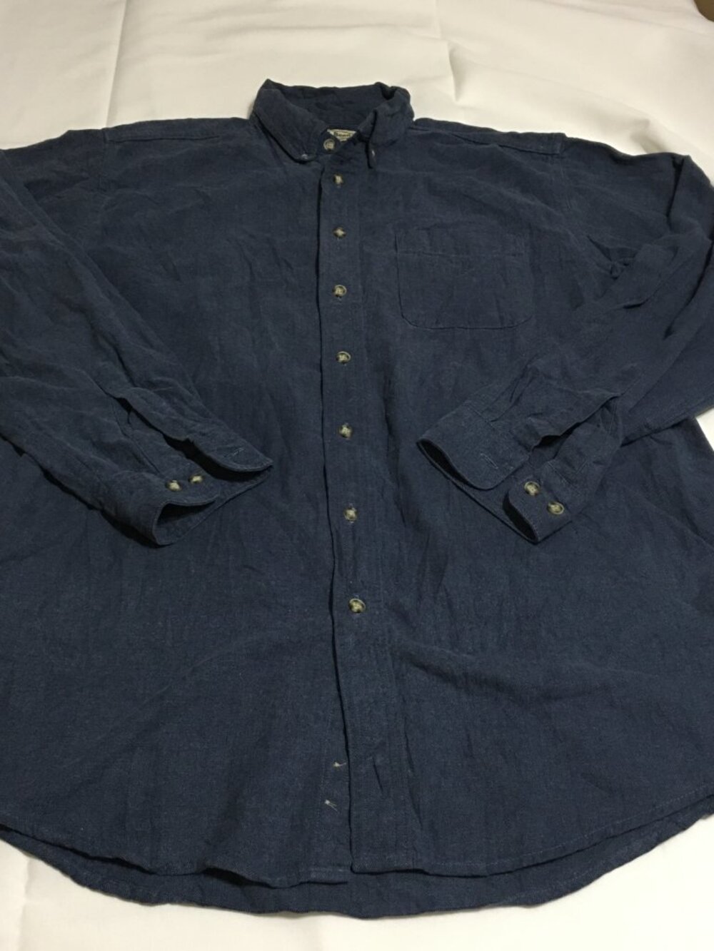 LL Bean Mens Long Sleeve Button Down Flannel Shirt Large Tall Blue